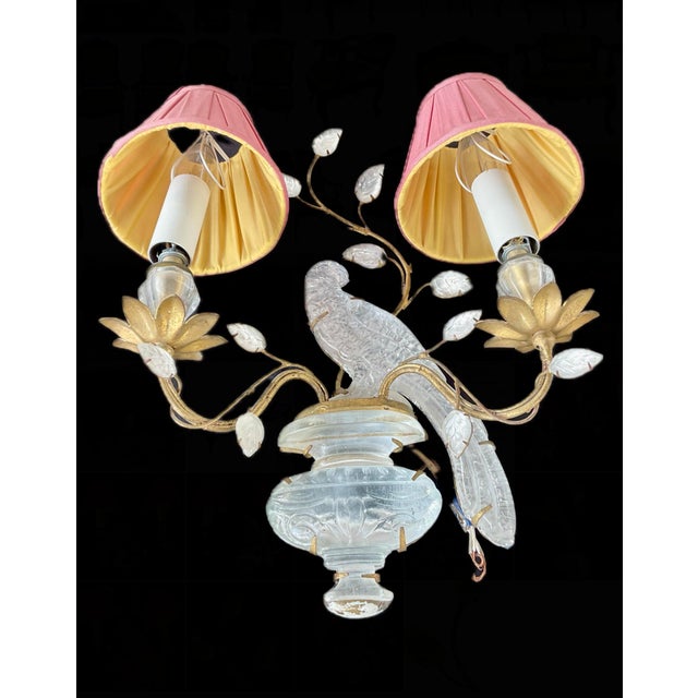 Silver Mid 20th Century French Maison Baguès Style Two-Light "Bird and Foliage" Sconces - a Pair For Sale - Image 8 of 10