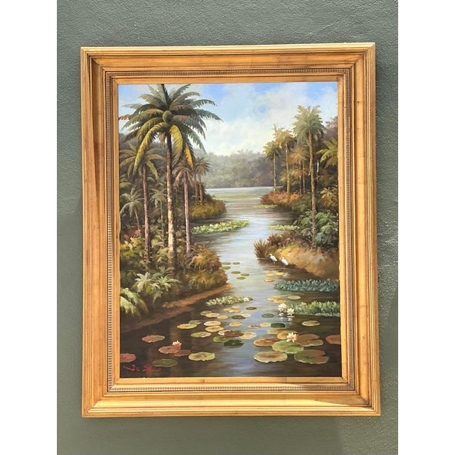 Vintage Monumental Original Everglades Oil Painting on Canvas For Sale - Image 12 of 12