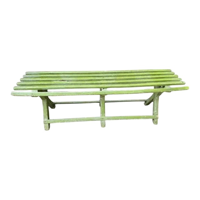 Early 1900s Rustic Green Bench For Sale