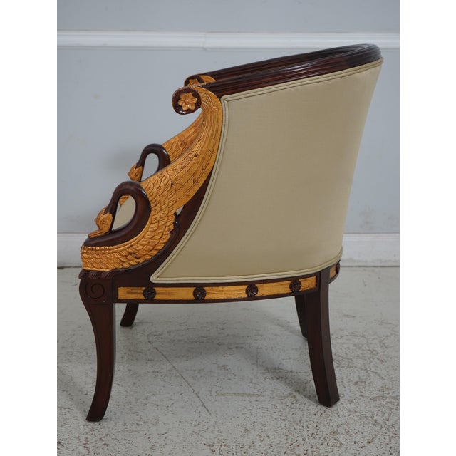 Traditional Pair Maitland Smith 8109-43 Swan Chairs For Sale - Image 3 of 12