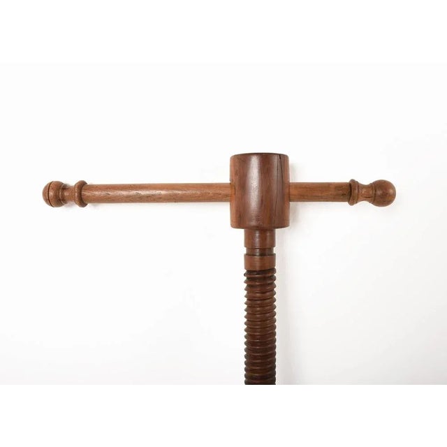 Large Walnut Wine Press Screw Sculpture, Italy, 1900s For Sale - Image 6 of 12