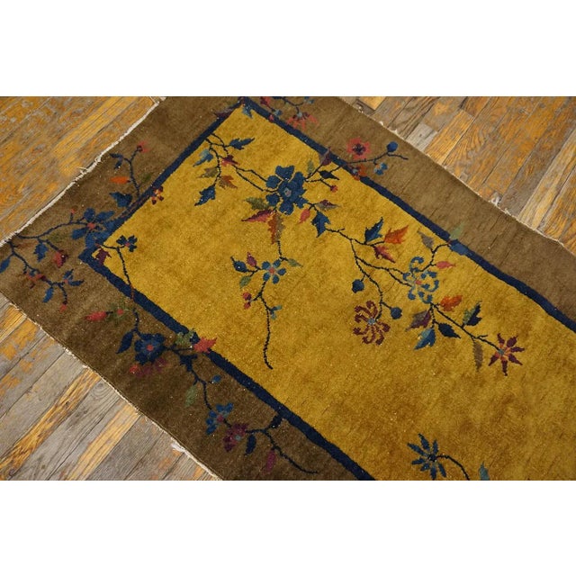 1920s Gold Floral Vase Floral Antique Chinese Art Deco Rug 3' X 5' 10'' Knottted Wool Carpet For Sale - Image 9 of 12