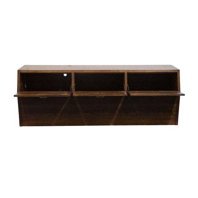 Henredon Furniture Scene One Solid Walnut Italian Campaign Style King Size Storage Headboard 9100-12a For Sale In Kansas City - Image 6 of 14