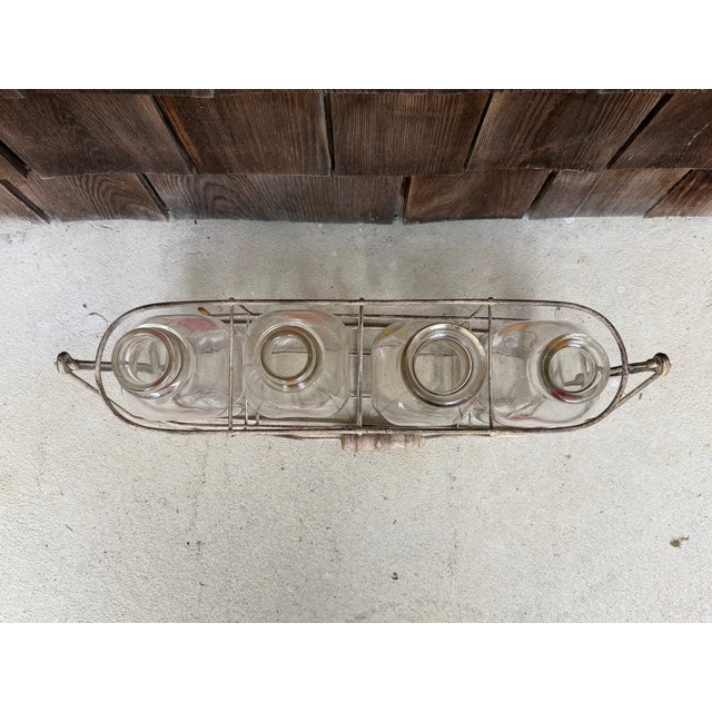 Set of 5, Vintage Milk Bottles and Holder for Flowers/Display For Sale - Image 13 of 15