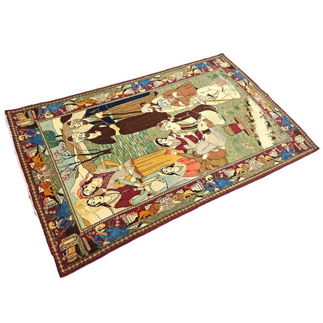Antique Persian Kashan Wool 4X7 Multicolor Handmade Pictorial Area Rug #9900881 For Sale In Houston - Image 6 of 16