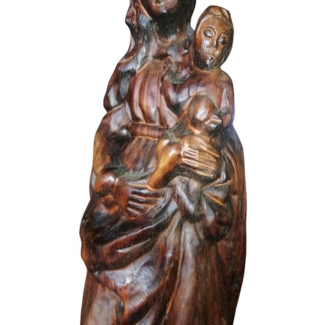 Wood Early 18th Century Antique Carved Wooden Statue For Sale - Image 7 of 8