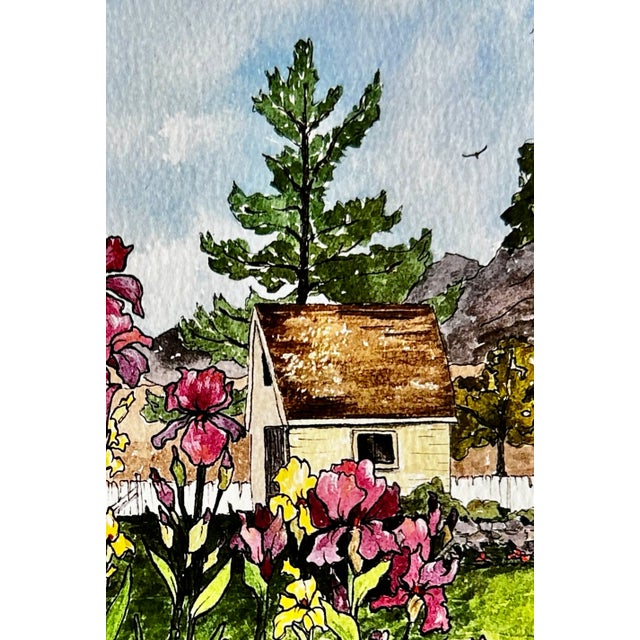 Paper “Larkspur Hill Flower Shop”Watercolor Ink and Wash Painting Giclee Print For Sale - Image 7 of 12