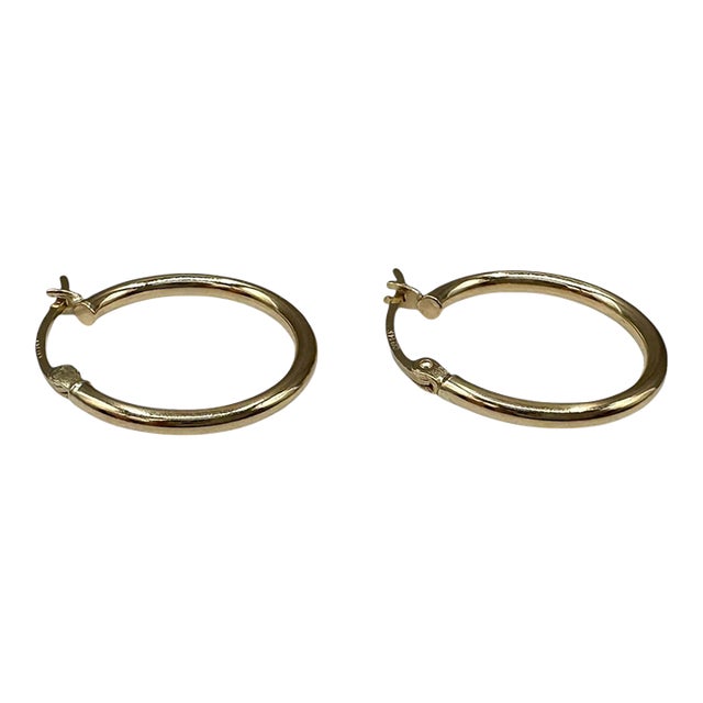 Tube Hoop Earrings 14kt Yellow Gold 19.9mm 2.1mm 1.5g Hollow New, Pair For Sale