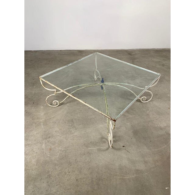 1960s Iron Coffee Table with Square Transparent Glass Top, France, 1960s For Sale - Image 5 of 10