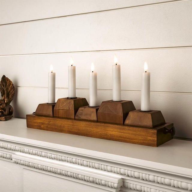 2020s Wooden Drawer Taper Candle Holders 18"L For Sale - Image 5 of 5