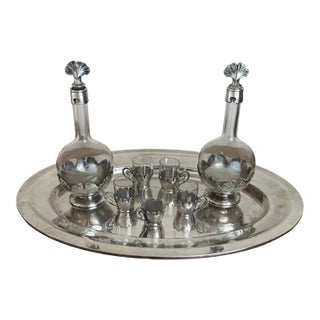 Early 20th Century Christofle Art Nouveau Decanter and Glass Set on Tray For Sale