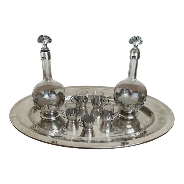 Early 20th Century Christofle Art Nouveau Decanter and Glass Set on Tray For Sale