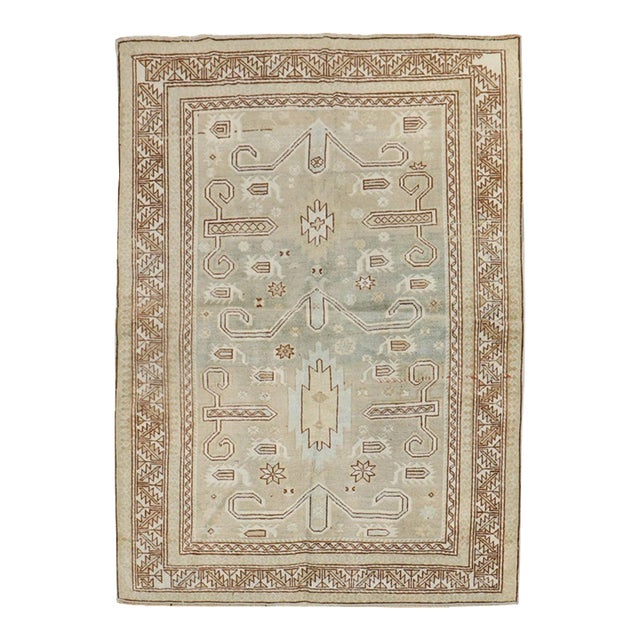 Early 20th Century Light Green Perpedil Rug - 3'3" x 4'2" For Sale