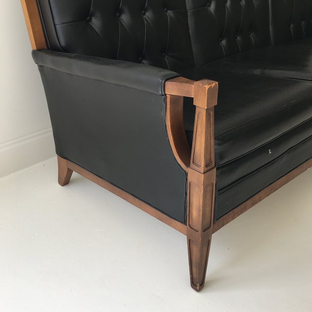 MidCentury Tufted Black Vinyl Sofa Chairish