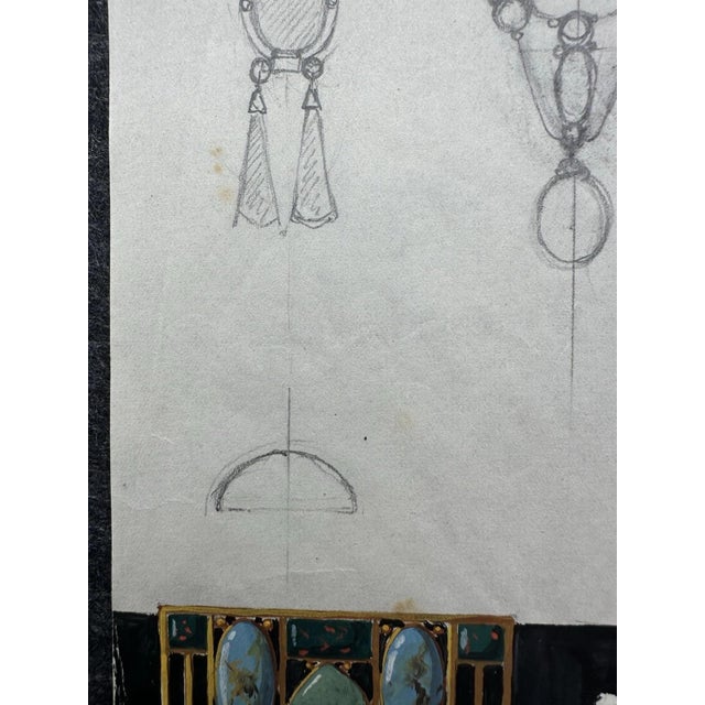 Carl Heinz Berberich, Jewelry Design Drawing, 1920s, Gouache For Sale - Image 12 of 13