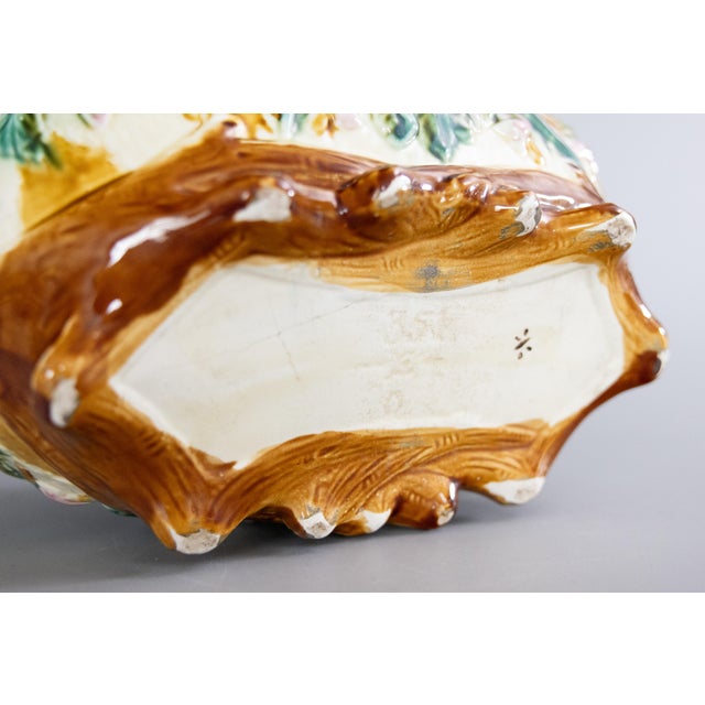 Antique Onnaing Majolica Love Birds Parakeets Jardiniere Cachepot, Circa 1880 For Sale - Image 10 of 12