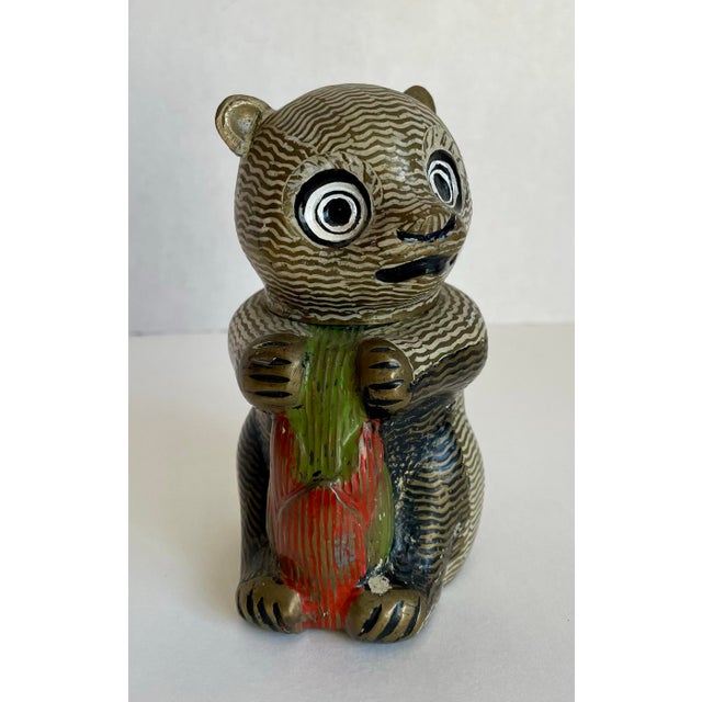 1960s Vintage Indian Brass & Enamel Figurative Bear Lidded Trinket Box For Sale - Image 5 of 9