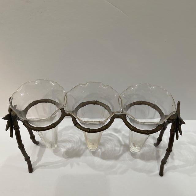 1980s Set of 3 Vase Supports Brass For Sale - Image 4 of 7
