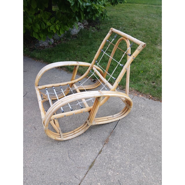 Vintage Bent Bamboo Pretzel Side Chair, in Manner of Frankyl For Sale - Image 6 of 6