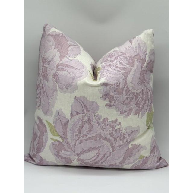 Traditional Christopher Farr Peonies in Lilac Decorative Pillow Cover For Sale - Image 3 of 7