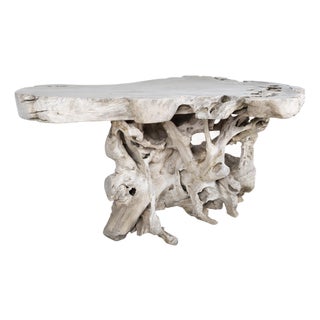 Late 20th Century Organic Form Teak Console Table For Sale