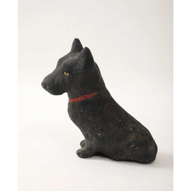 English Black Scottie Dog Garden Ornament Reconstituted Stone, English Mid 20th C. For Sale - Image 3 of 11