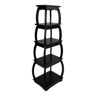 1980s Boho Chic Vintage Shelving Unit With Scalloped Legs and Four Shelves For Sale