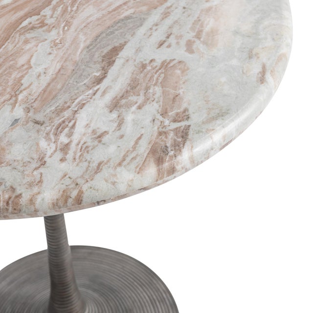 Contemporary Outdoor Indoor Marble & Iron Round Bistro Table For Sale - Image 3 of 5