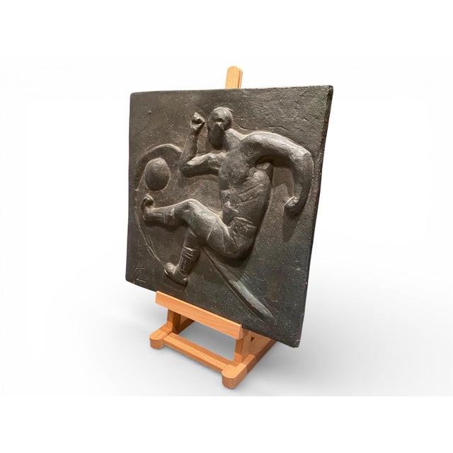 Allan Ebeling, Art Deco Modernist Wall Relief of a Football Player, 1930s, Cast Iron For Sale - Image 12 of 14