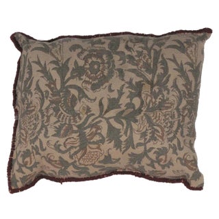 1980s Chain Stitch Rug Fragment Pillow For Sale