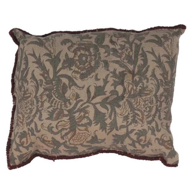 1980s Chain Stitch Rug Fragment Pillow For Sale