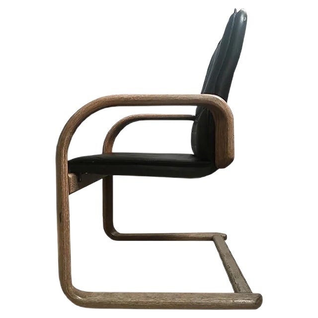 Vintage Black Leather Armchair, 1970s For Sale