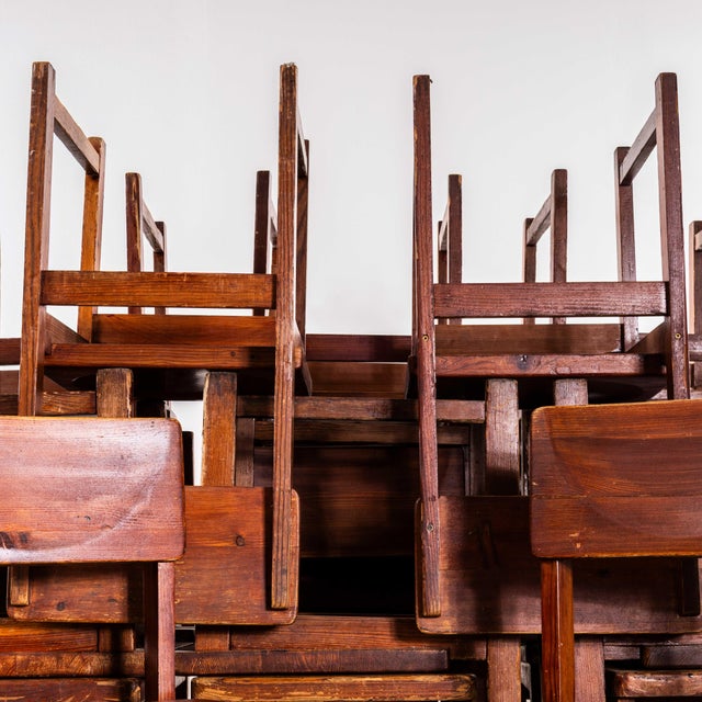 Mid-Century Pitch Pine Cube Dining Chairs, 1950s, Set of 4 For Sale - Image 9 of 10