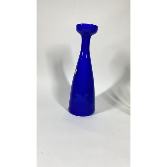 Beautiful Mid Century Italian cased Glass Hyacinth Vase Fantastic Cobalt blue/white interior with a white interior. Use it...