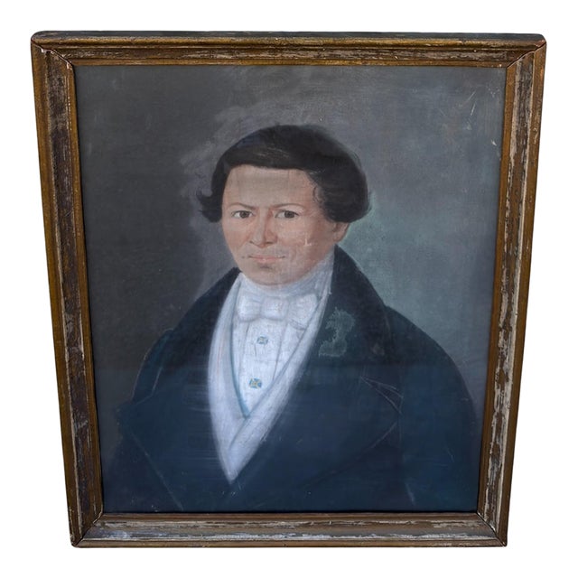 Antique Biedermeier Portrait Painting of a Biedermeier For Sale
