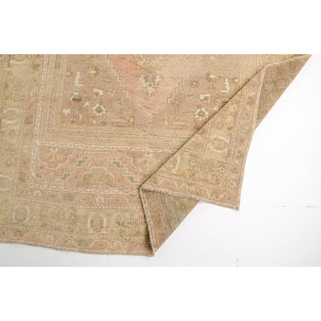 Vintage Muted Turkish Oushak Rug With Faded Blush Field and Neutrals For Sale - Image 9 of 10