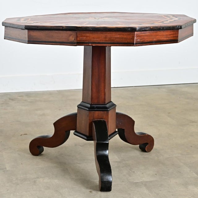 Italian 19th Century Marquetry Inlay Pedestal Table For Sale - Image 11 of 15