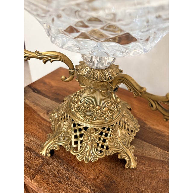 Exquisite Hollywood Regency Brass and Crystal Bowl For Sale In Detroit - Image 6 of 7