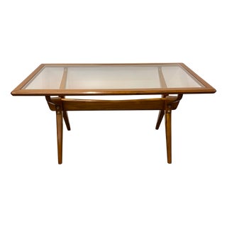 Vintage Teak and Glass Table, 1950s For Sale