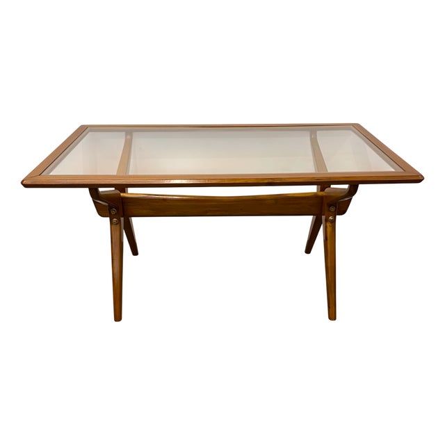 Vintage Teak and Glass Table, 1950s For Sale