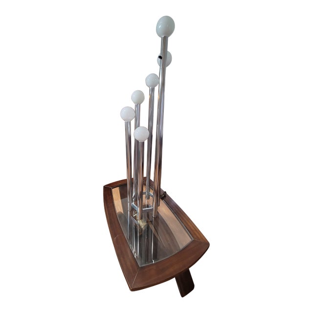 1970s Mid-Century Modern Space Age Floor Lamp in Chromed Metal & Murano Glass by Goffredo Reggiani, Italy For Sale