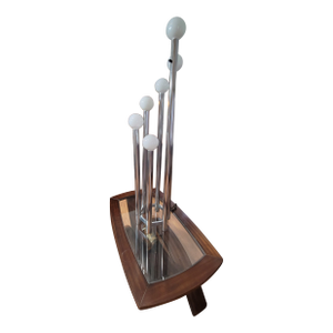 1970s Mid-Century Modern Space Age Floor Lamp in Chromed Metal & Murano Glass by Goffredo Reggiani, Italy
