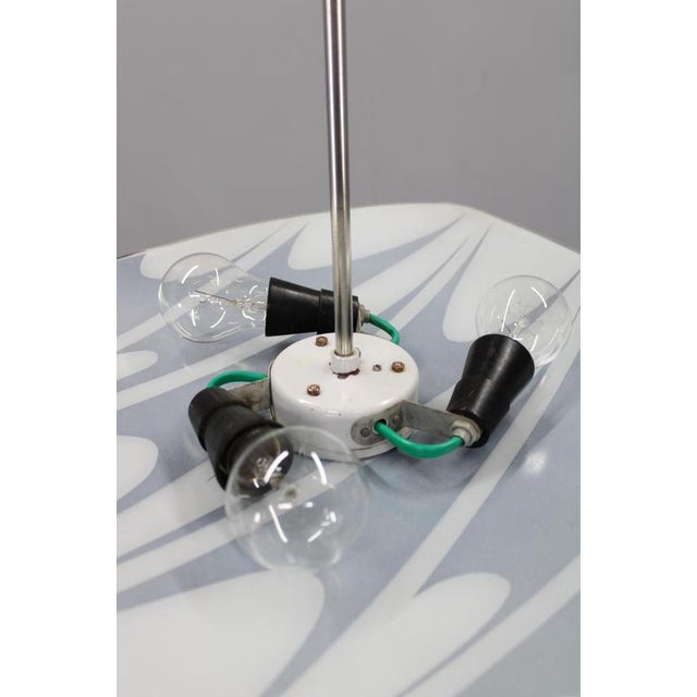 1960s Mid-Century Glass and Chrome Pendant Lamp, Czech, 1960s For Sale - Image 5 of 9