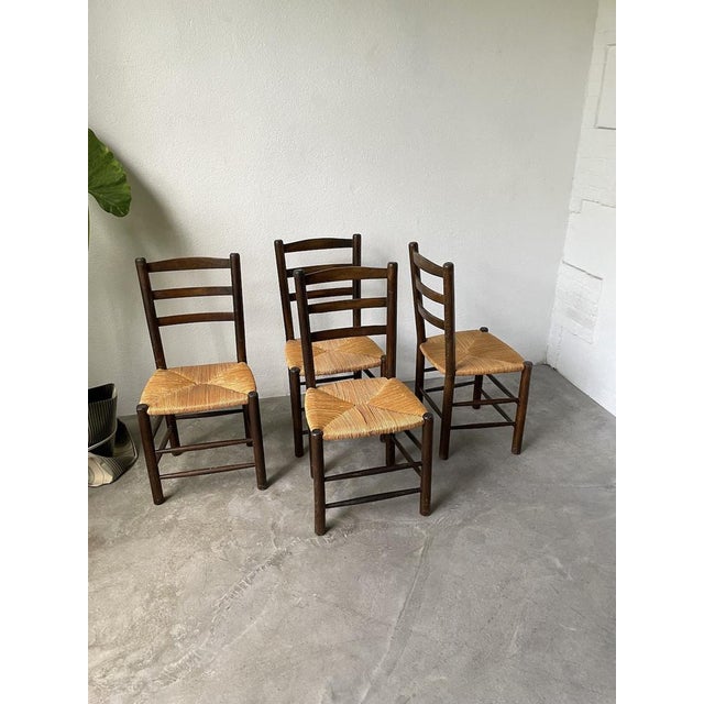 Straw Chairs by Dudouyt, 1950s, Set of 4 For Sale - Image 4 of 18