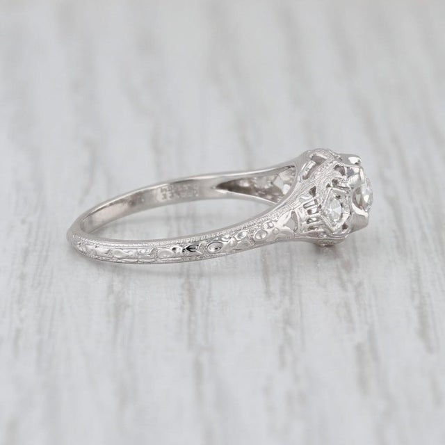 Early 20th Century Early 20th Century Art Deco Traub Orange Blossom 0.37ct Diamond Engagement Ring 18k White Gold, Size 7 For Sale - Image 5 of 8