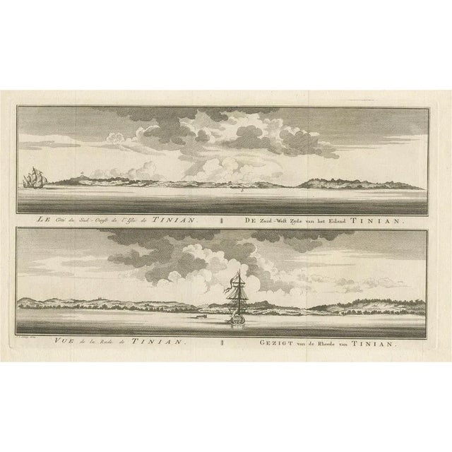 Mid 18th Century Antique Engraving of Tinian, an Island of the Northern Mariana Islands, 1757 For Sale - Image 5 of 5