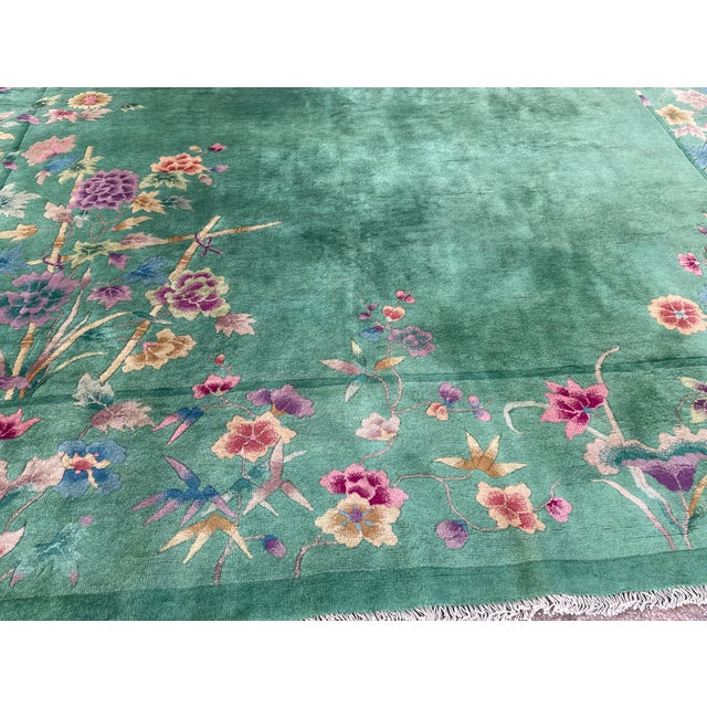 Antique Art Deco Chinese Carpet, Wonderful Carpet of Happiness For Sale - Image 9 of 11