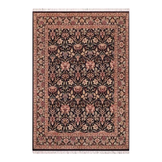 Shabby Chic 1990's Floral Pak-Persian Black/Green Wool Rug - 8'2'' X 10'4'' For Sale