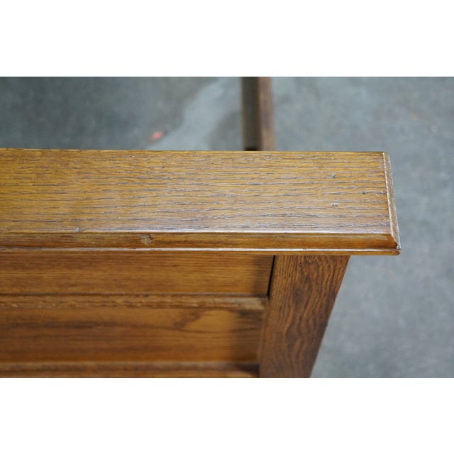 Late 19th Century Antique 19th C. American Victorian Carved Golden Oak Paneled High Back Bed Frame For Sale - Image 5 of 18