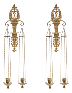 Pair of French Empire Period Brass Candle Sconces